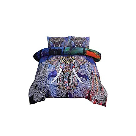 Bohemian Elephant Comforter Set Queen 3-Pieces Microfiber