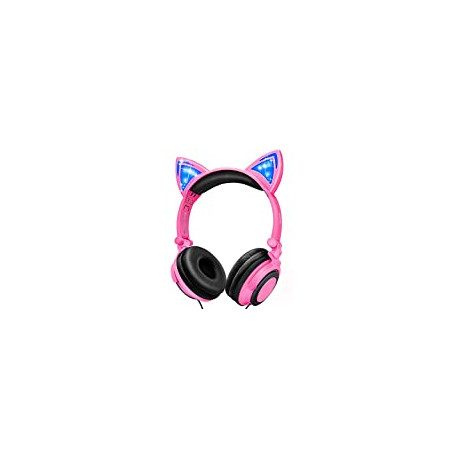 Kids Headphones with LED Light Up Cat Ears