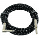 1/4 Inch Instrument Cable - Black/Grey Braided Tweed, 20ft