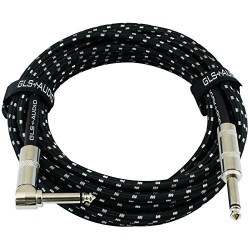 1/4 Inch Instrument Cable - Black/Grey Braided Tweed, 20ft