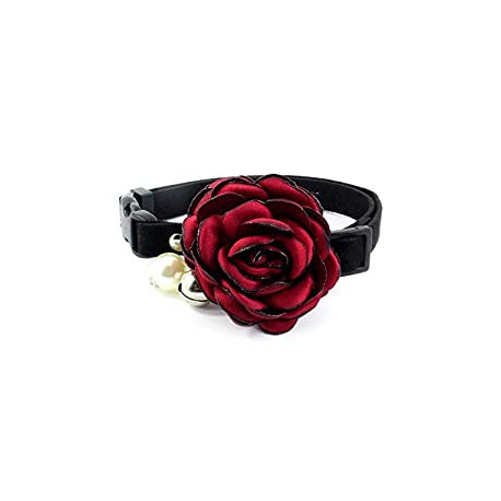 Everflowering Rose Flower Cat Dog Collar Bow Tie - Suede Puppy Necklace