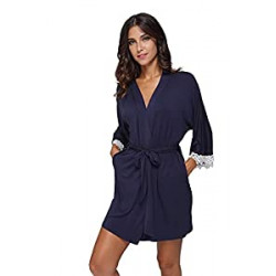 Women's Kimono Robe Soft Short Modal Cotton Bathrobe
