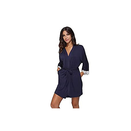 Women's Kimono Robe Soft Short Modal Cotton Bathrobe