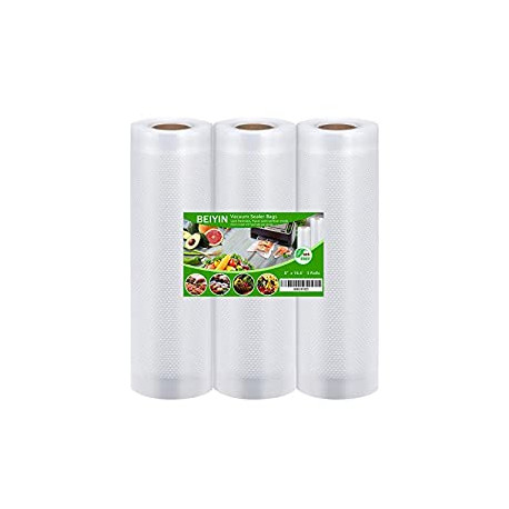 Bags Rolls Compatible with Sous Vide and Food Saver (3 Rolls) (8in)