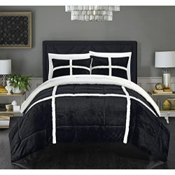 3 Piece Comforter Set Ultra Plush Micro Mink Sherpa Lined Bedding