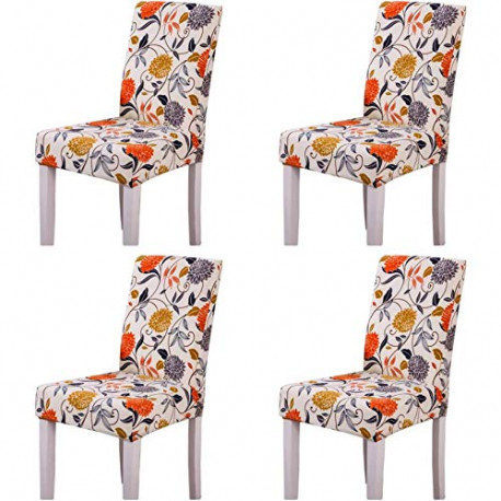 4PCS Stretch Removable Washable Dining Room Chair Protector