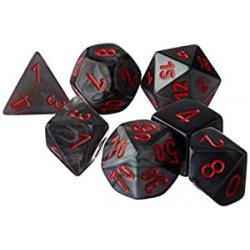 Dice-Velvet Set, Black/Red, Large (18mm - 25mm)