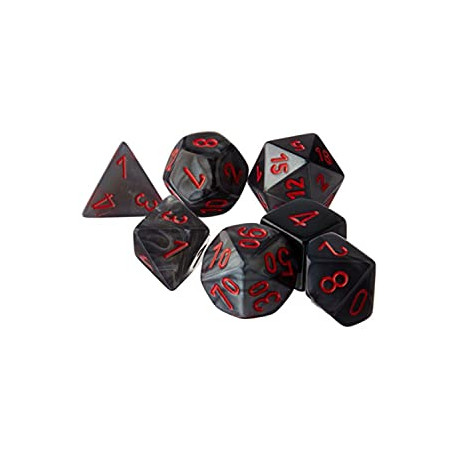 Dice-Velvet Set, Black/Red, Large (18mm - 25mm)