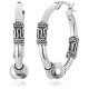 925 Sterling Silver 29mm Balinese Beaded Hoop Earrings for Women