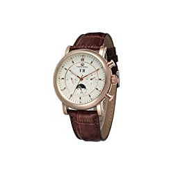 Men's Automatic Self Winding Tourbillion Day Calendar Leather Strap Wrist Watch