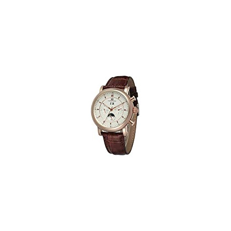 Men's Automatic Self Winding Tourbillion Day Calendar Leather Strap Wrist Watch