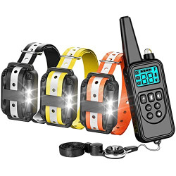 Pack 3 of Remote 865 Yards Reflective Strap Shock Collar for Dogs