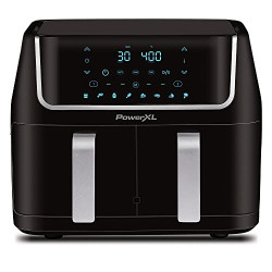 7 in 1 2-Basket Electric Fryer or 1 Extra-Large Capacity Basket 10 QT Black