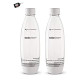 2 Pack Original White Carbonating Reusable Water Bottles 1 Liter