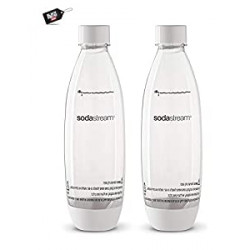 2 Pack Original White Carbonating Reusable Water Bottles 1 Liter