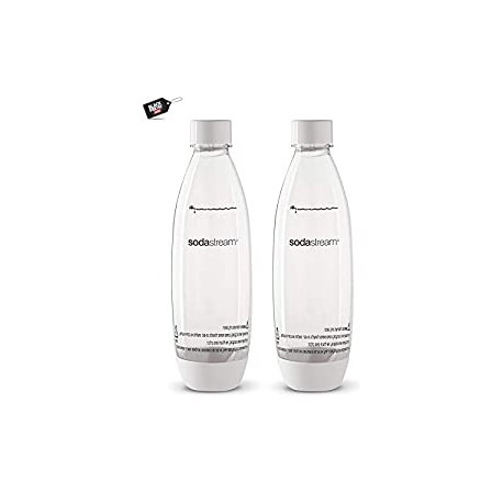 2 Pack Original White Carbonating Reusable Water Bottles 1 Liter
