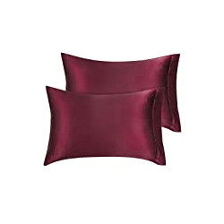 2 Pack Burgundy Satin Pillowcases