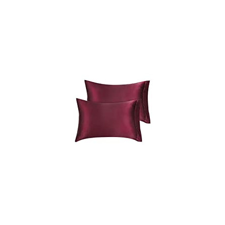 2 Pack Burgundy Satin Pillowcases