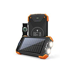 Solar Power Bank, Qi Portable Charger 10,000mAh External
