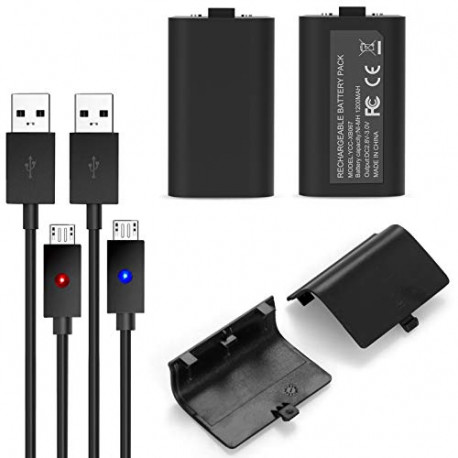 2pcs 1200mAh Ni-MH Batteries with Charger Cable & Cover for Xbox One