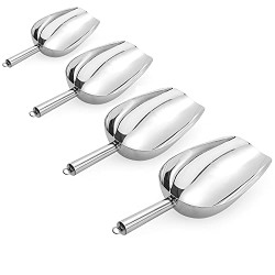 4 Pack Food Ice Scoop, 8oz, 12oz, 16oz, 24oz Stainless Steel Scoop