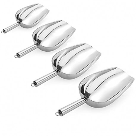 4 Pack Food Ice Scoop, 8oz, 12oz, 16oz, 24oz Stainless Steel Scoop