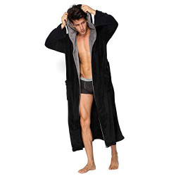 Hooded Herringbone Men's Soft Spa Full Lenght Bathrobe