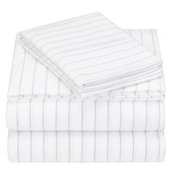 Pinzon 160-Gram Pinstripe Flannel Cotton Bed Sheet Set