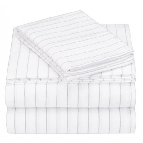 Pinzon 160-Gram Pinstripe Flannel Cotton Bed Sheet Set