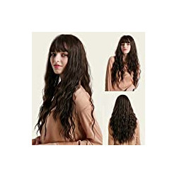 Brown Wigs, Long Brown Wig with Bangs