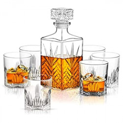 7-Piece Italian Crafted Glass Decanter & Whisky Glasses Set