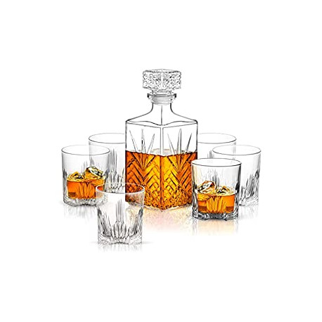 7-Piece Italian Crafted Glass Decanter & Whisky Glasses Set
