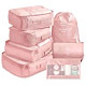 7 Pcs Travel Luggage Packing Organizers Set with Toiletry Bag (Pink)