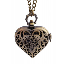 Vintage Bronze Heart Steampunk Pocket Necklace