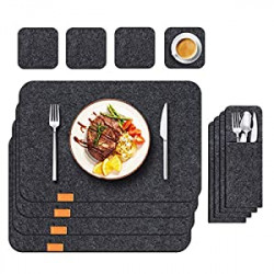 Placemats for Dining Kitchen Table, Felt Table Place Mats Set of 12