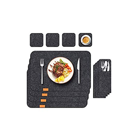 Placemats for Dining Kitchen Table, Felt Table Place Mats Set of 12