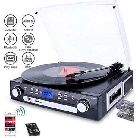 Bluetooth Record Player with Stereo Speakers