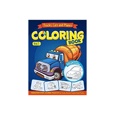 Trucks, Planes and Cars Coloring Book