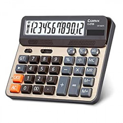 Desktop Calculator, Large Computer Keys, 12 Digits Display