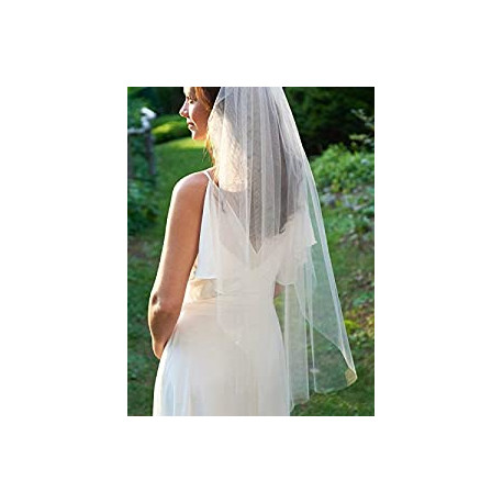 Echo Auto- Hands-free Alexa2 Tiers Bride Wedding Veil 47" Short Fingertip Length
