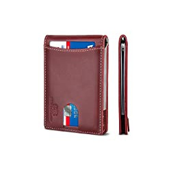 RFID Blocking Slim Bifold Genuine Leather Minimalist