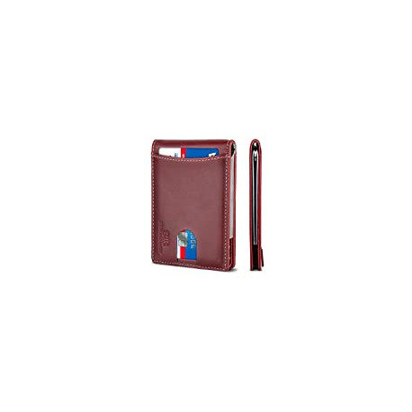 RFID Blocking Slim Bifold Genuine Leather Minimalist