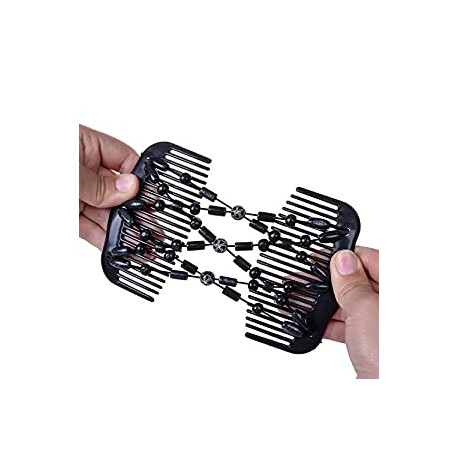 Women Magic Hair Combs Wood Beaded Stretch Double