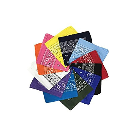 12 Pack 100% Cotton Premium Bandanas