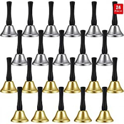 24 Pieces Hand Bells Silver Steel Service Handbells Black