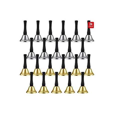 24 Pieces Hand Bells Silver Steel Service Handbells Black