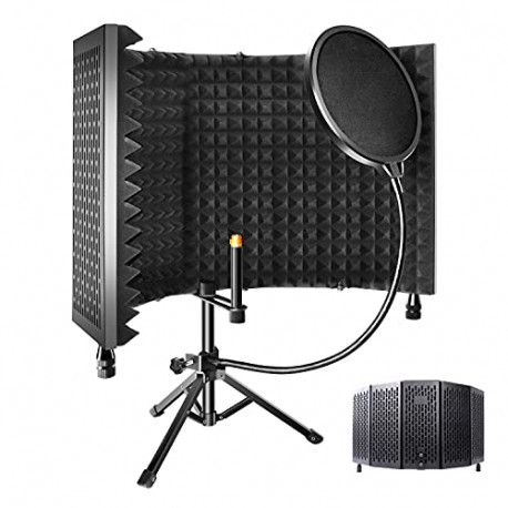 ZOSTA Studio Recording Microphone Isolation Shield with Tripod Stand and Pop Filter