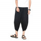 Mens Casual Elastic Waist Linen Capri