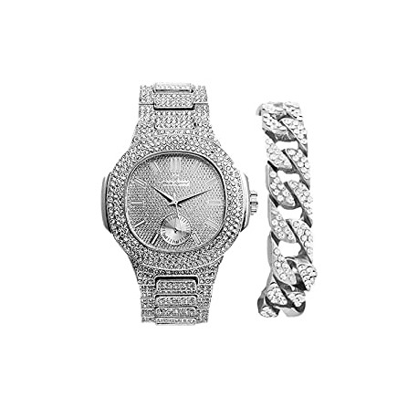 Iced Look Hip Hop Watch - 8475BC Cuban