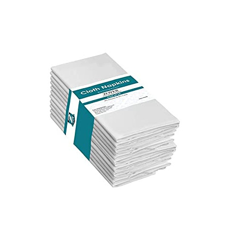 Cloth Napkins (White, 12 Pack)-Dinner Napkins 18"x18"